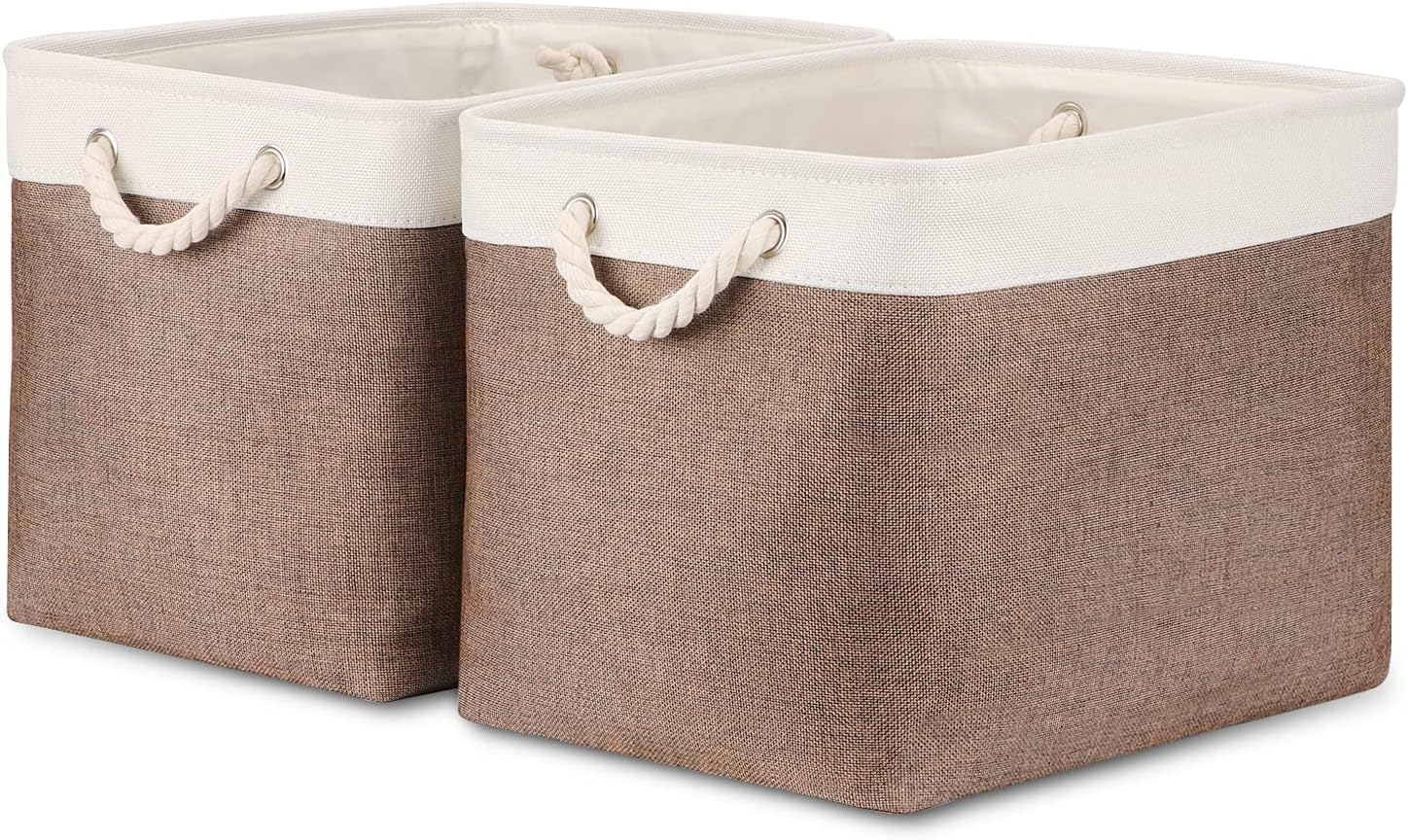Beige Storage Basket — 17x12 — 2 Pack-L-16x11.8x11.8 In