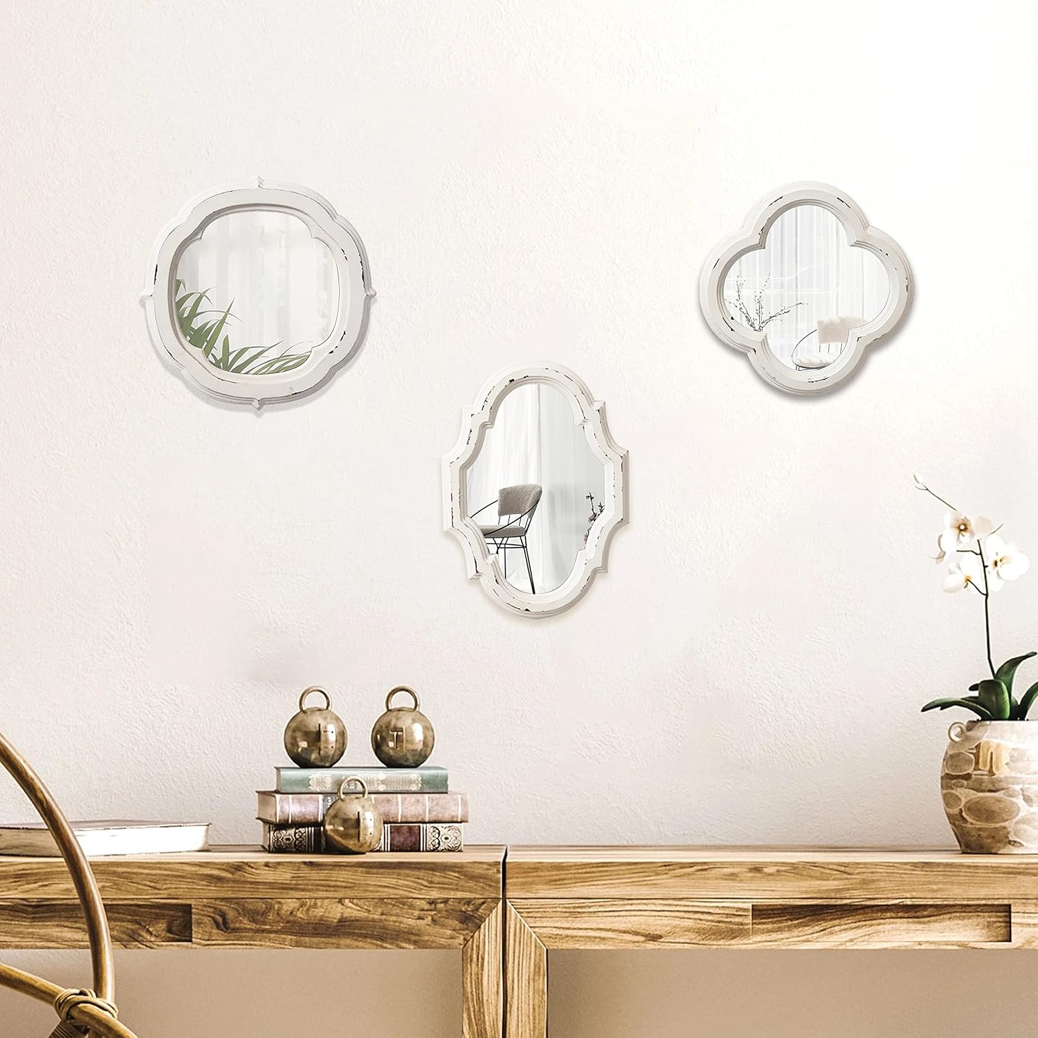 Round Farmhouse Wood Wall Mirror — 1" - View 5