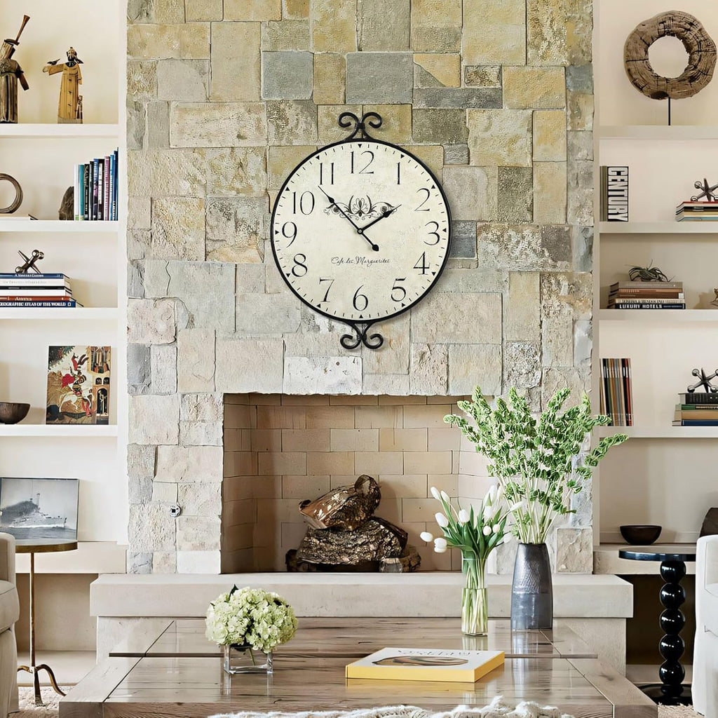 Battery Operated Farmhouse Gold Wall Clock — 24" - View 4