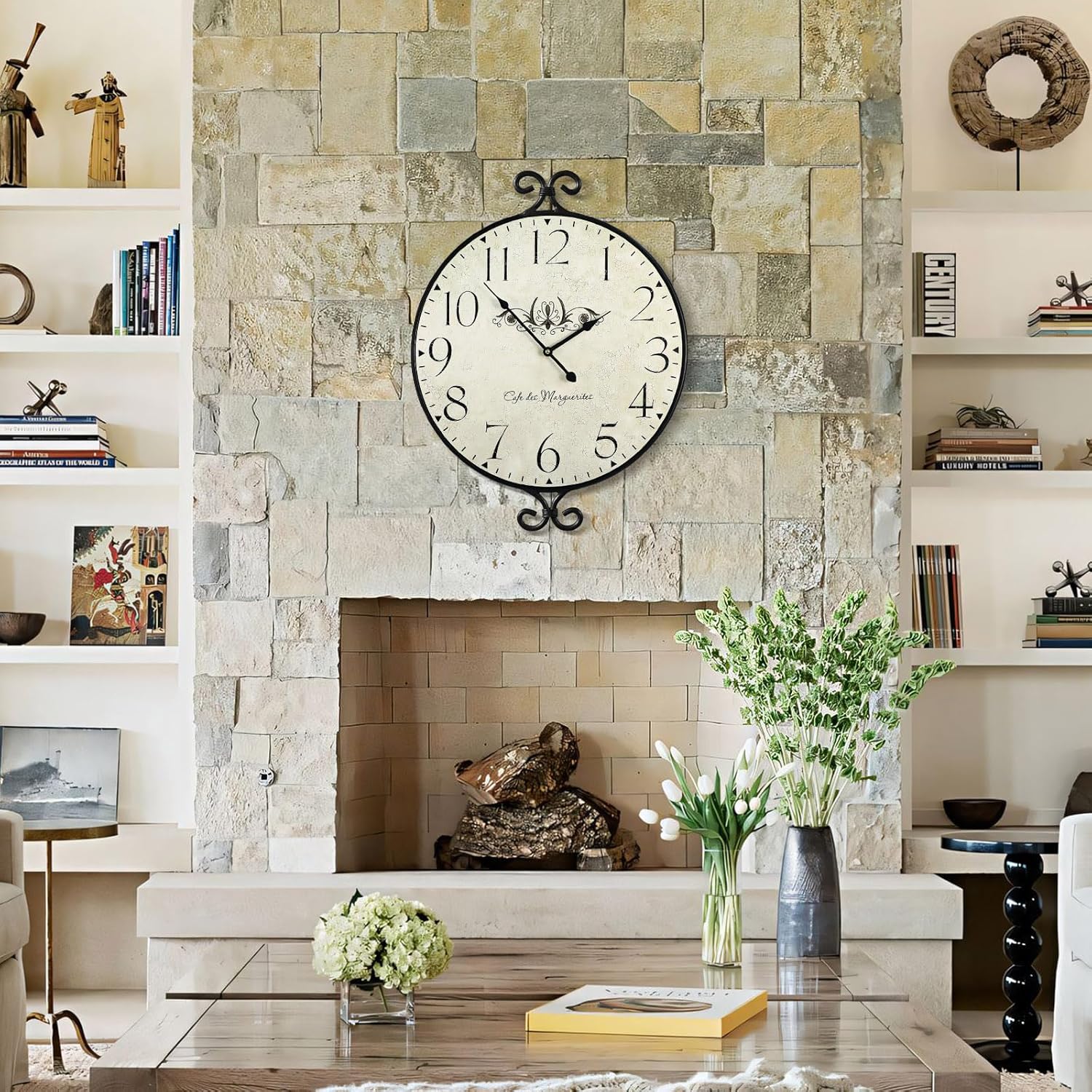 Battery Operated Farmhouse Gold Wall Clock — 24" - View 4