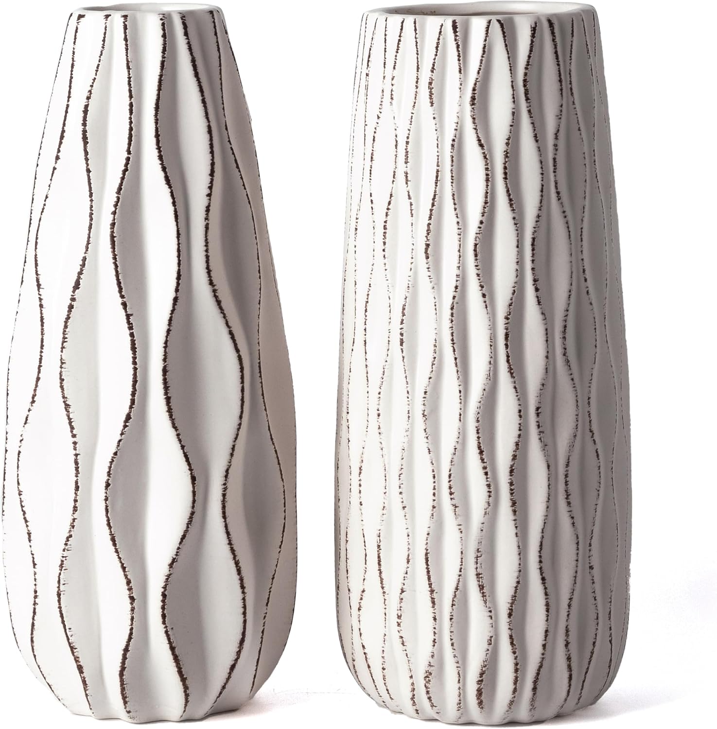 Farmhouse Blue Vase — 10" — White