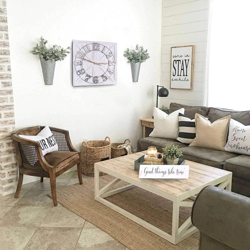 Farmhouse Wood Wall Clock — 24" - View 9