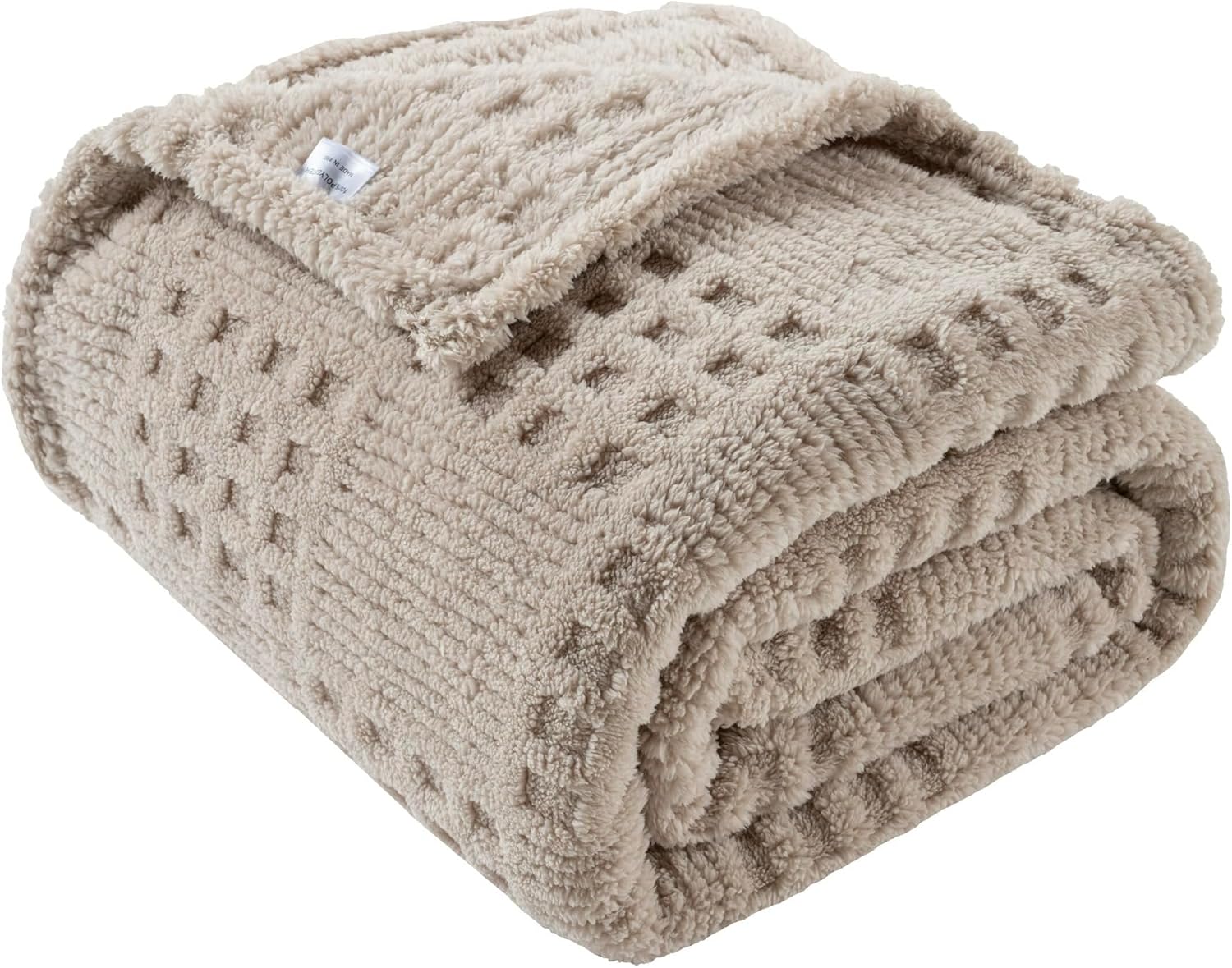 Beige Throw Pillow — 70" — Waffle Brown