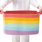 Boho Fabric Throw Pillow — 22" — Rainbow