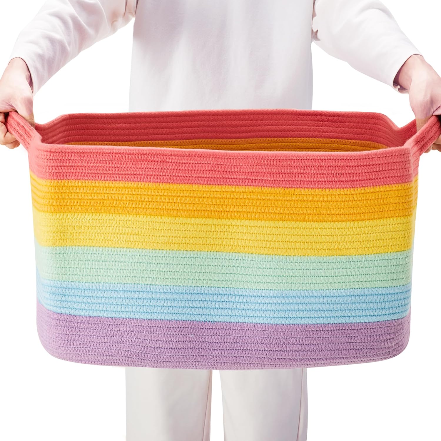 Boho Fabric Throw Pillow — 22" — Rainbow