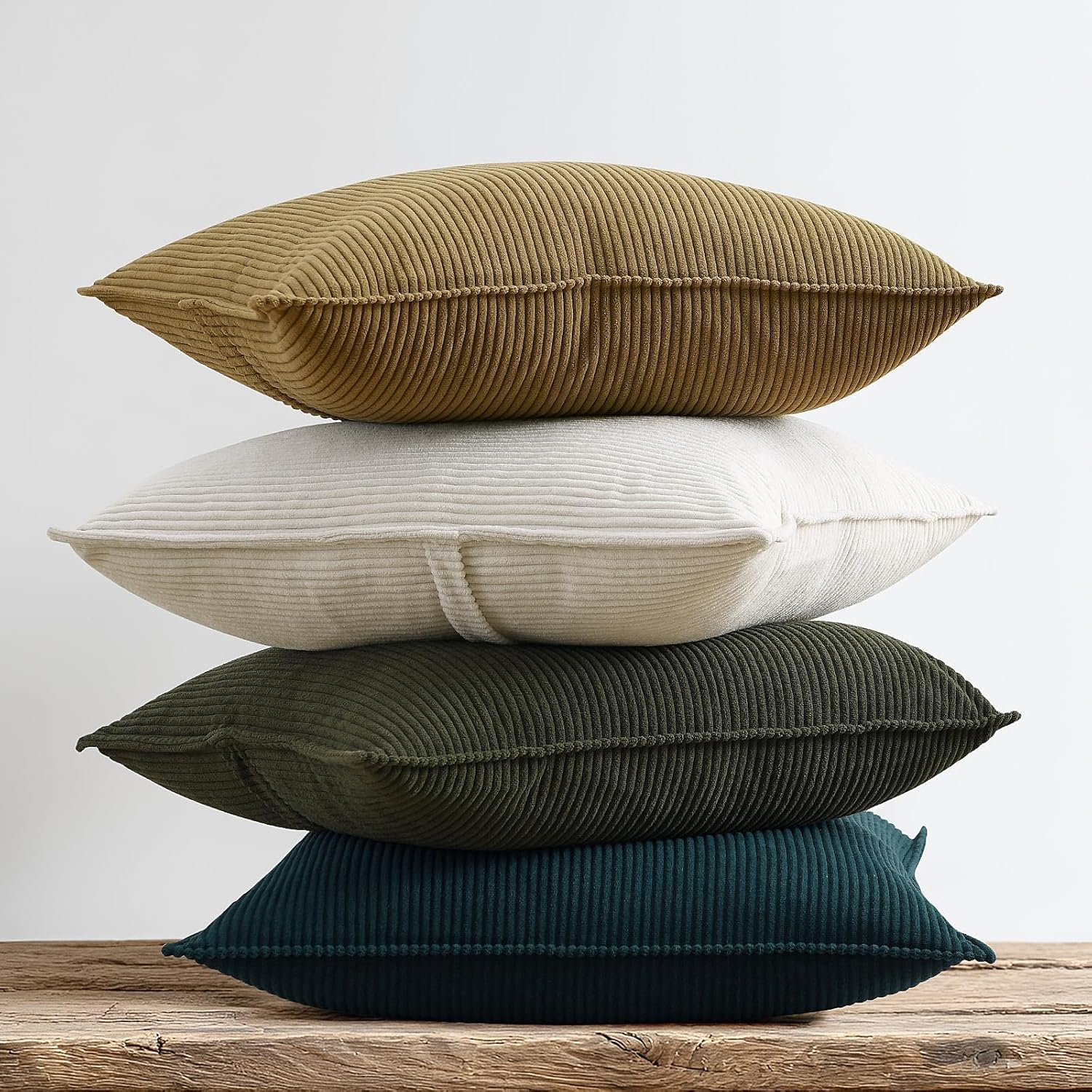 Velvet Boho Beige Throw Pillow Cover — 18" — 20" x 20" (Pack of 4)