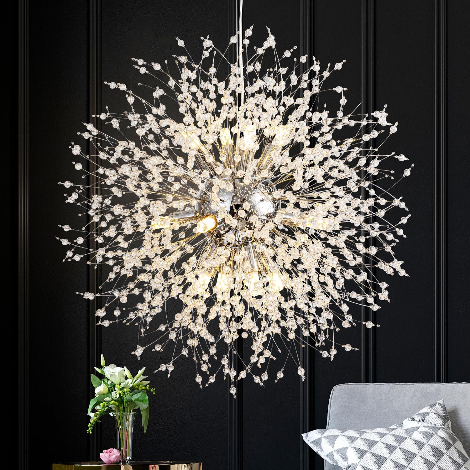 Luxe Gold Chandelier — 8-Light — Chrome