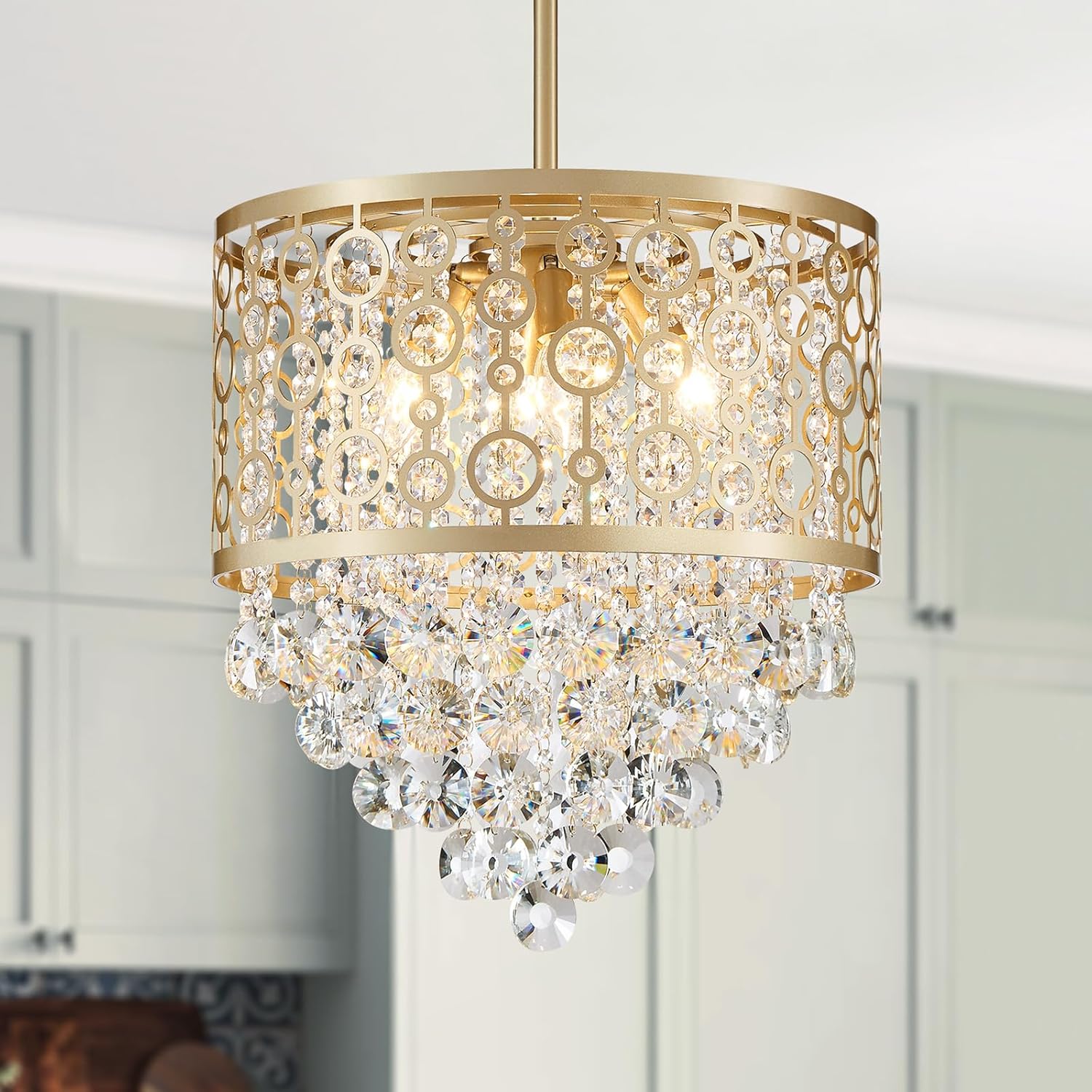 Luxe Black Chandelier — 3-Light — Pendant Light, Gold, 6-Light