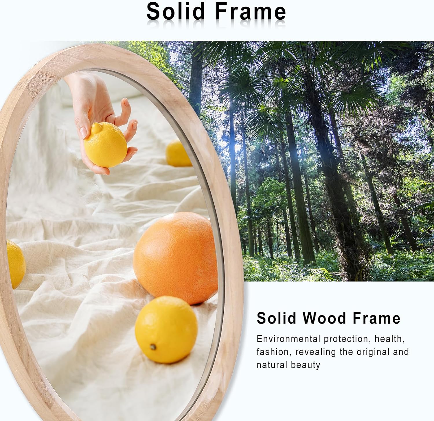 Round Brown Wall Mirror — 17" - View 3