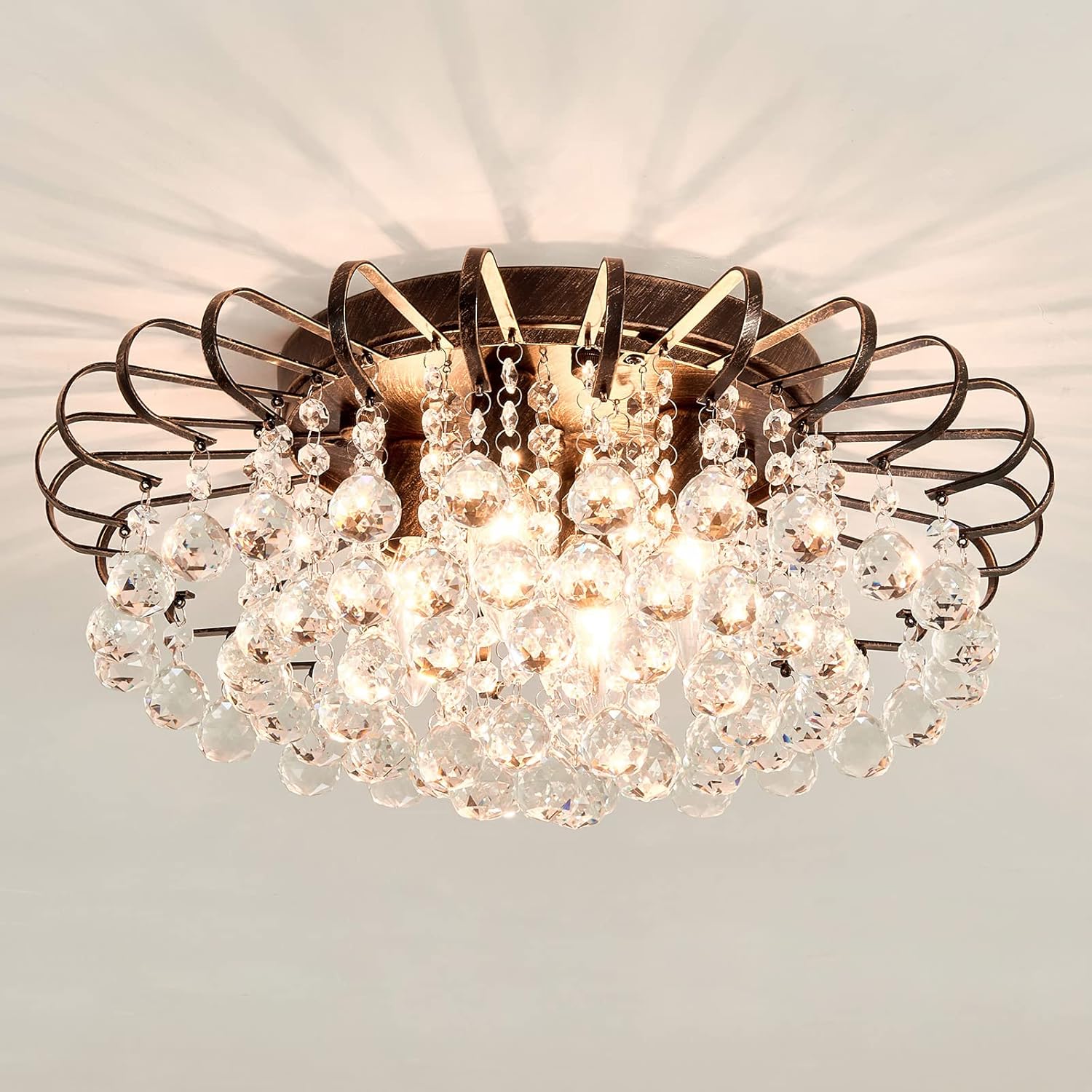 Farmhouse Black Chandelier — 4-Light — Bronze