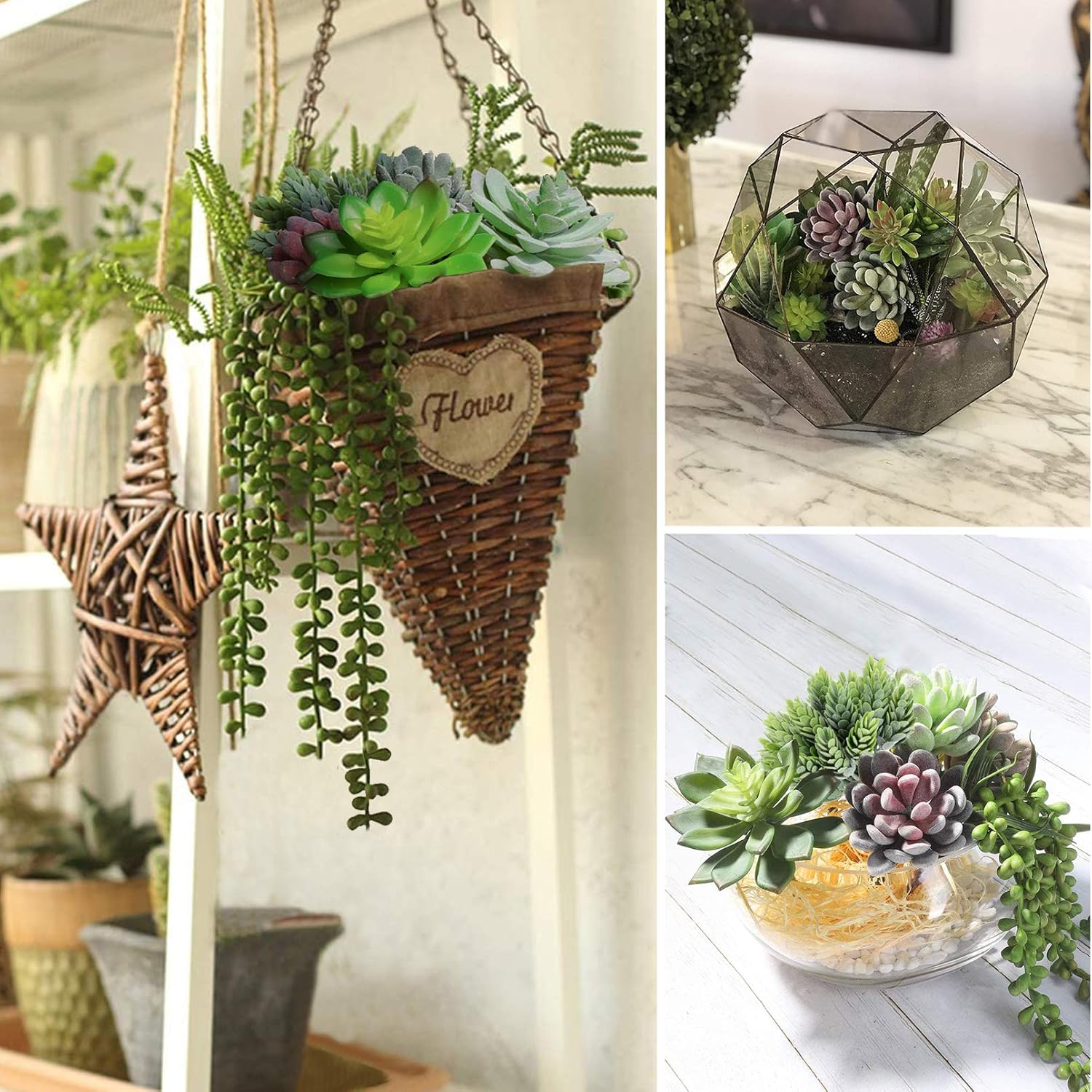 Wood Faux Succulent - View 5
