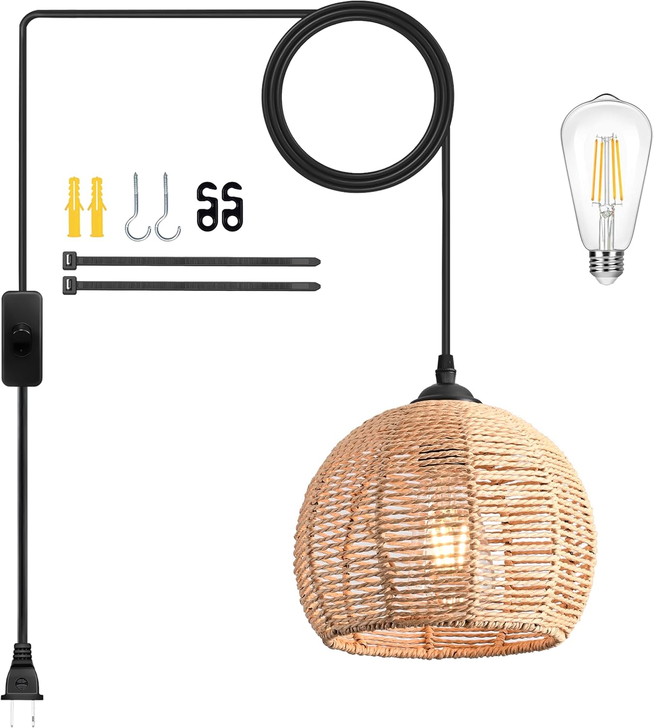 Boho Beige Chandelier — 12.2" — 8.7" Natural Plug In