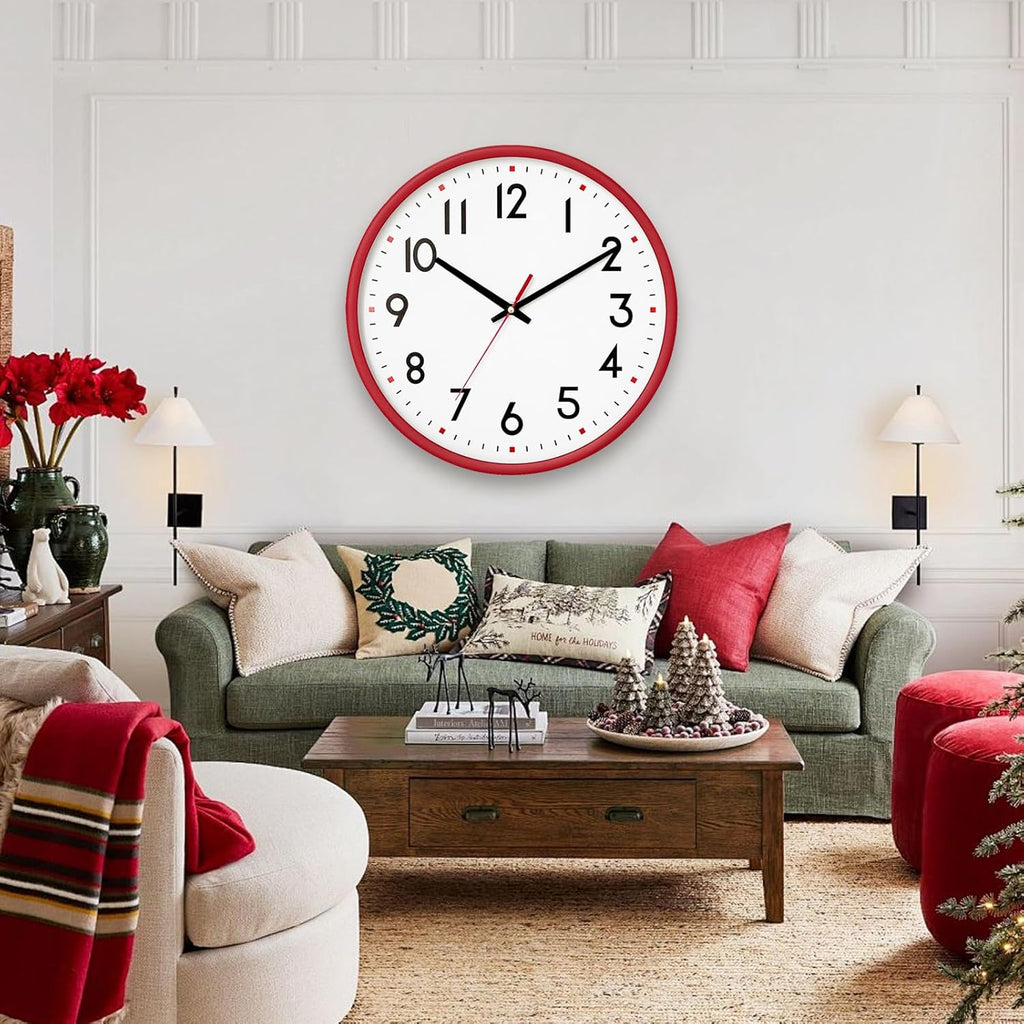 Battery Operated Modern Black Wall Clock — 8" - View 8