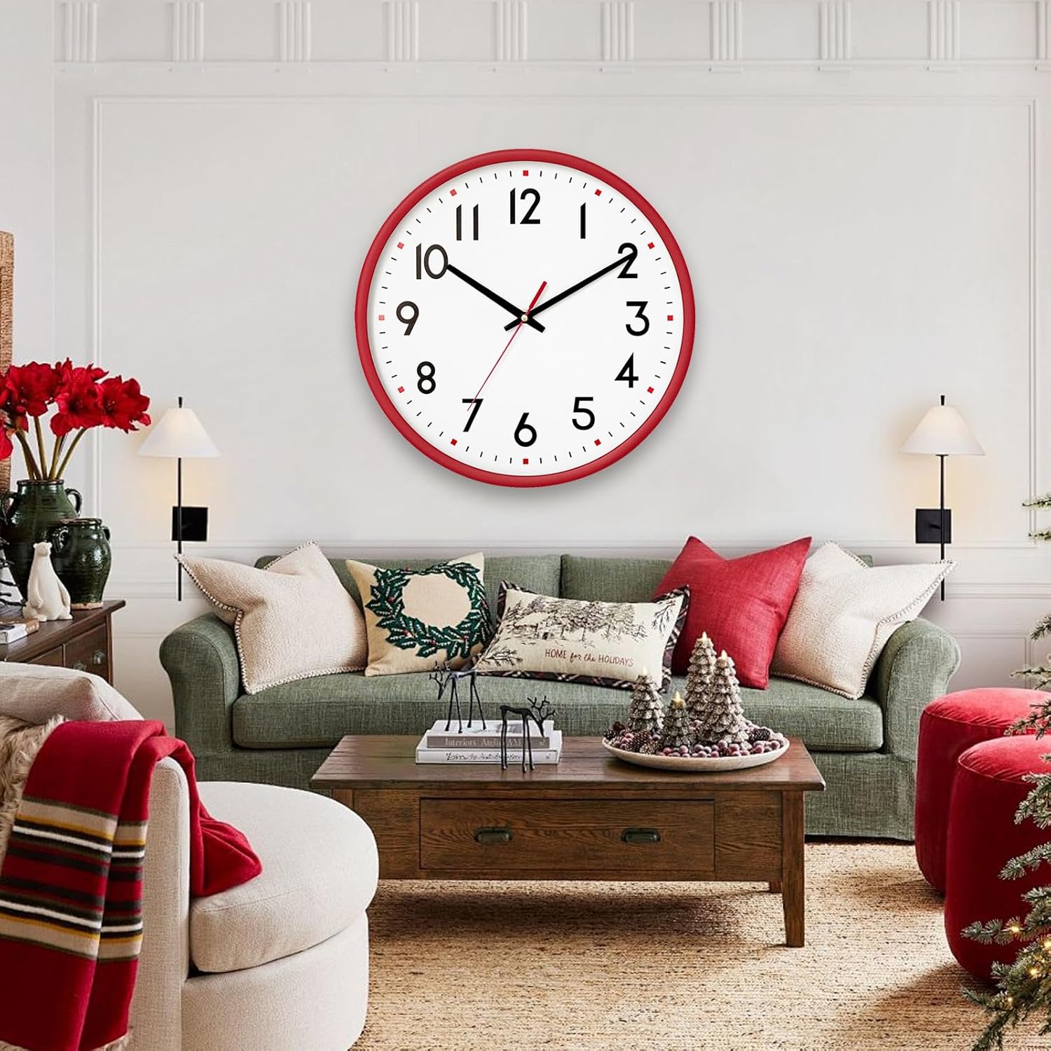 Battery Operated Modern Black Wall Clock — 8" - View 8