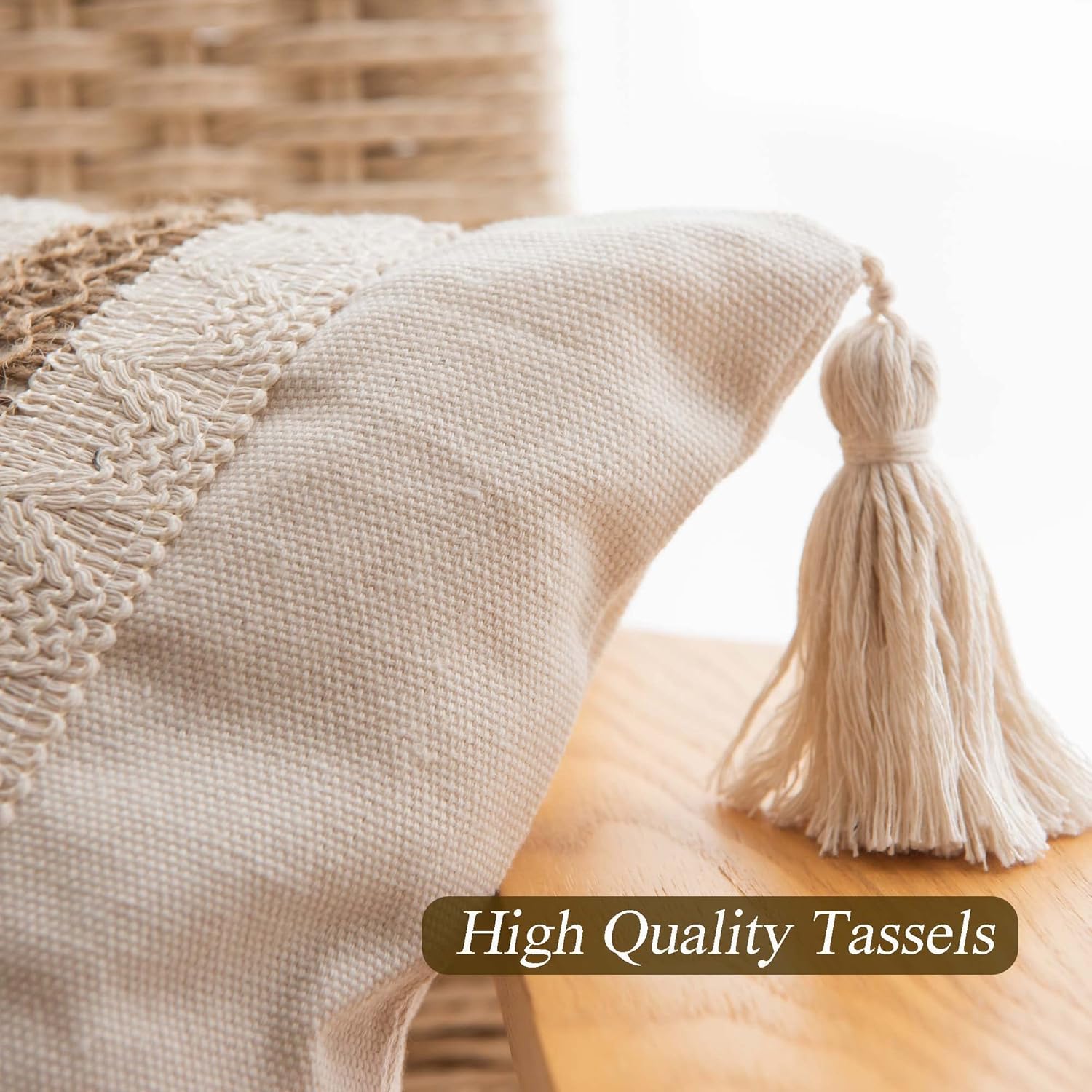 Boho Rattan Throw Pillow Cover — 18" - View 4