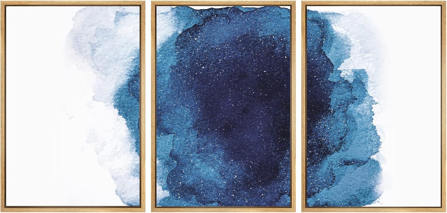 Framed Modern Green Wall Art — 16" — 24"x36"x3 Panels Natural