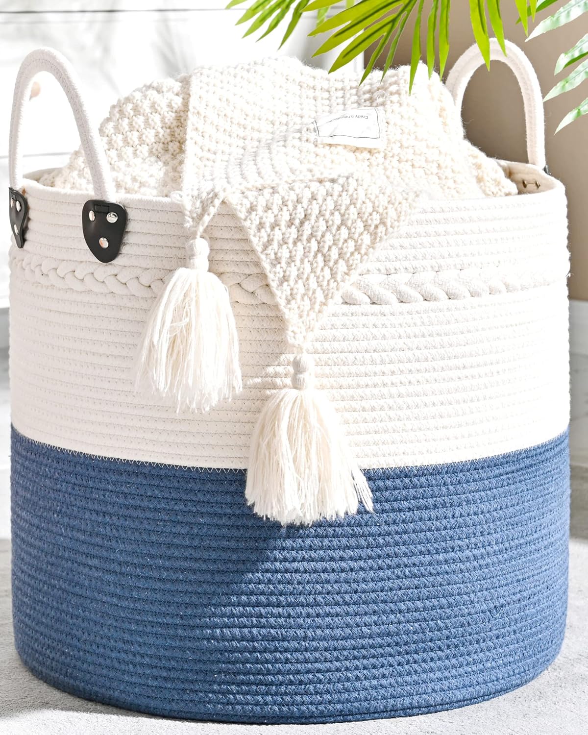 Boho Beige Throw Pillow — 18" — Navyblue