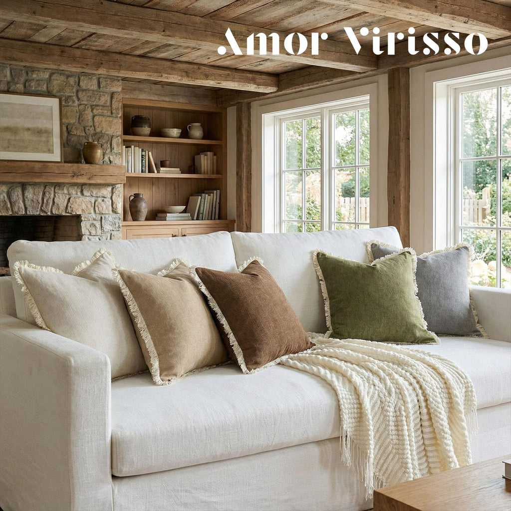 Boho Beige Throw Pillow Cover — 18" - View 7