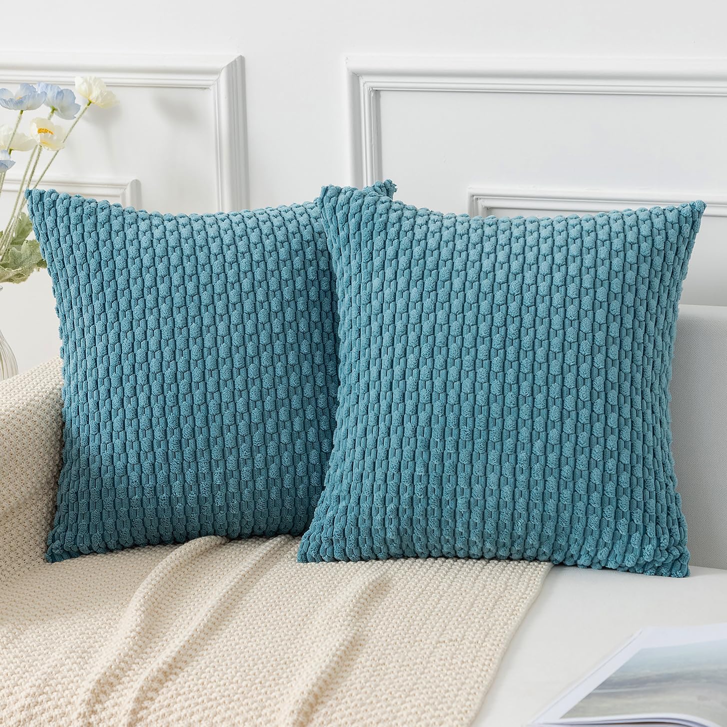 Boho Beige Throw Pillow Cover — 18" — 26" x 26" (Pack of 2)