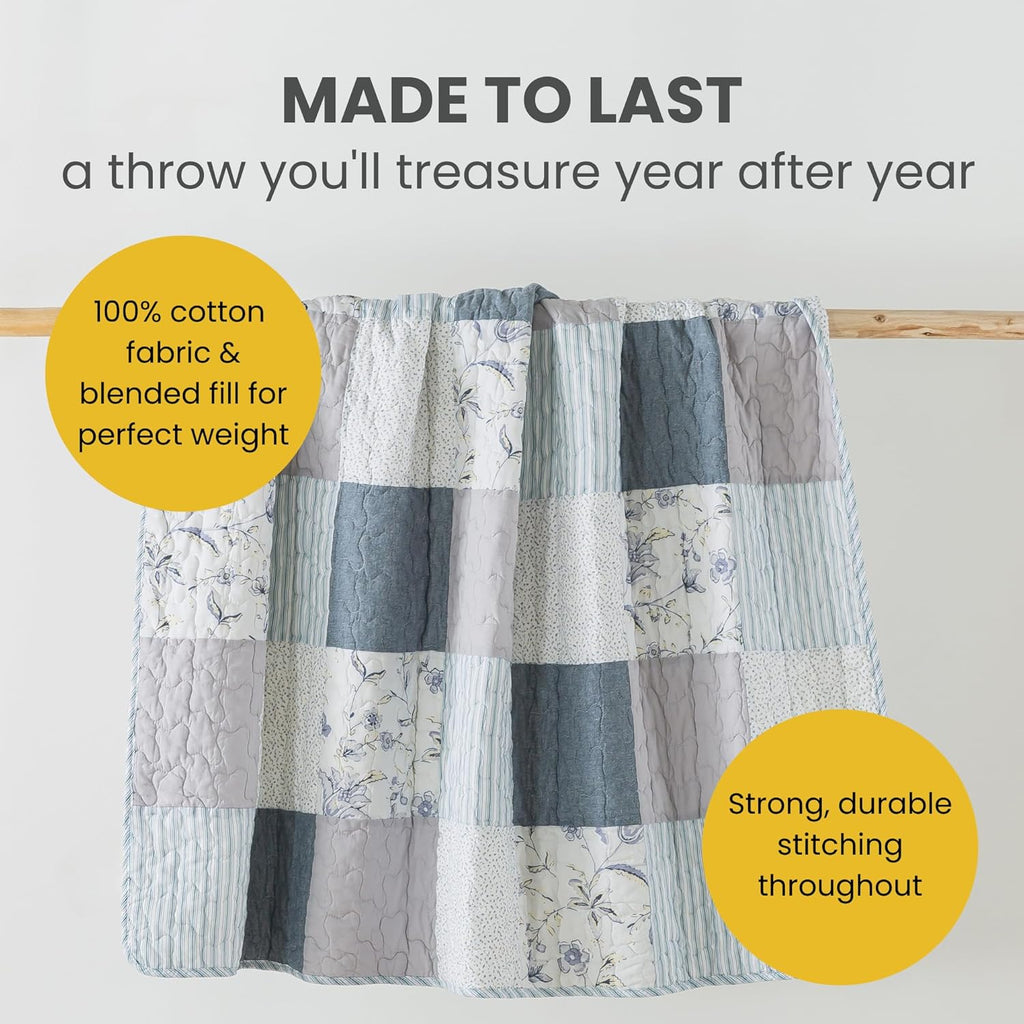 Farmhouse Blue Throw Pillow — 50" - View 3