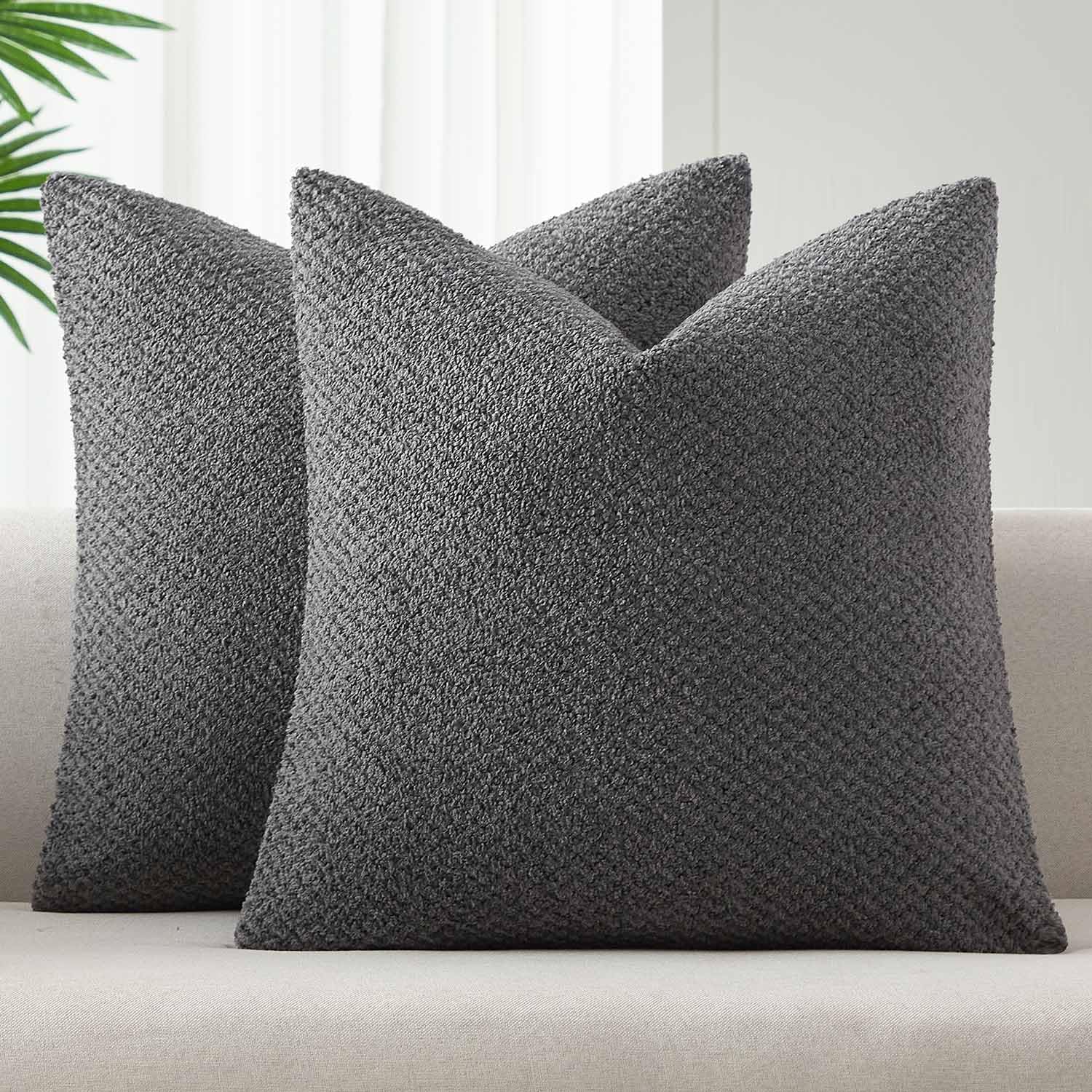 Boho Beige Throw Pillow Cover — 18" — Dark Gray