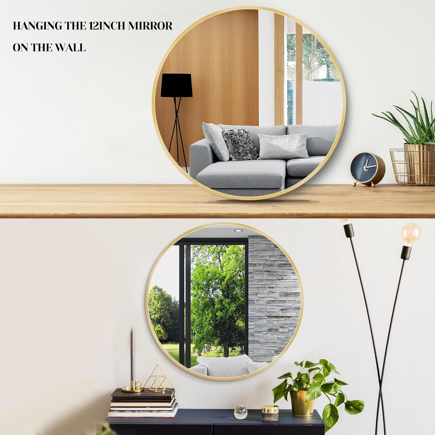 Round Luxe Black Wall Mirror — 12" - View 4