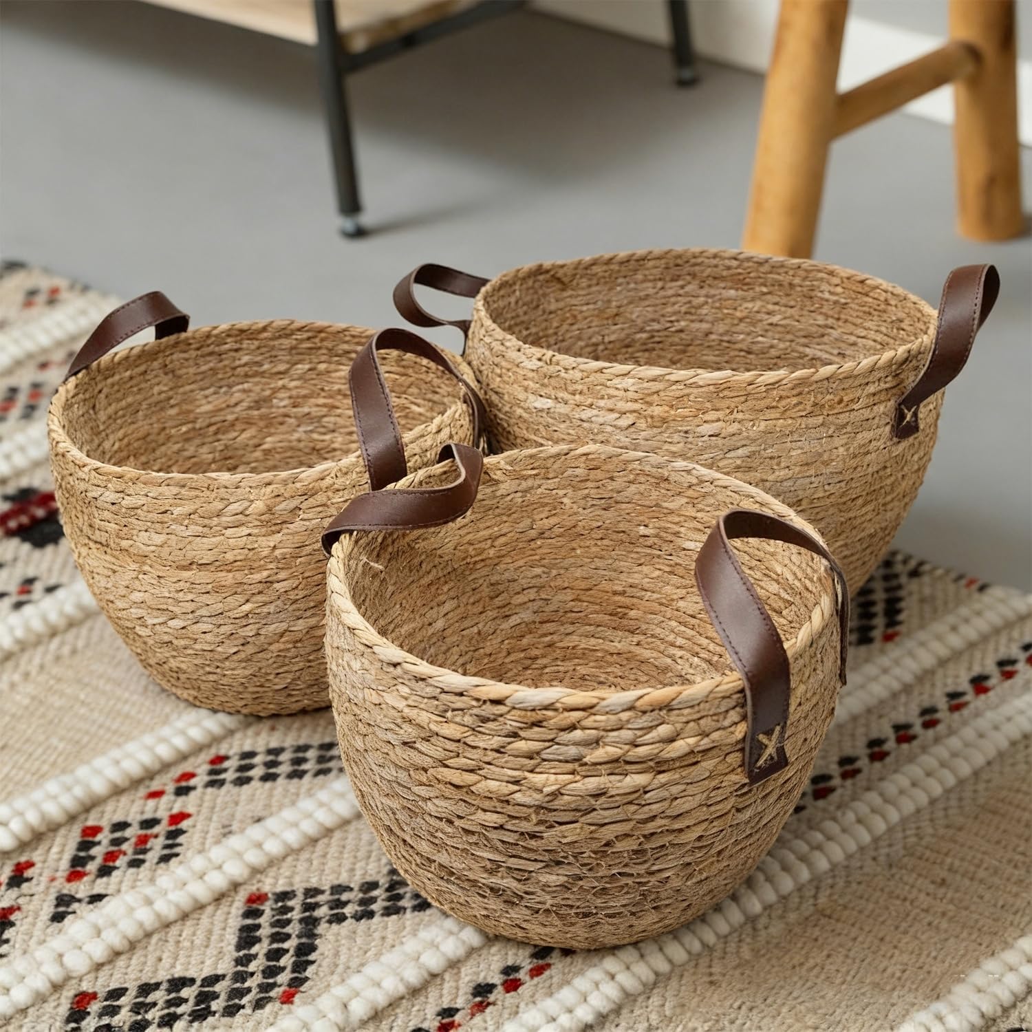 Round Boho Rattan Throw Pillow — 13" - View 5