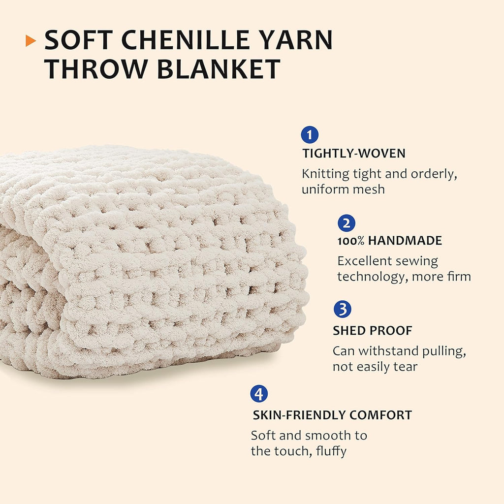 Knit Beige Throw Pillow — 50" - View 2