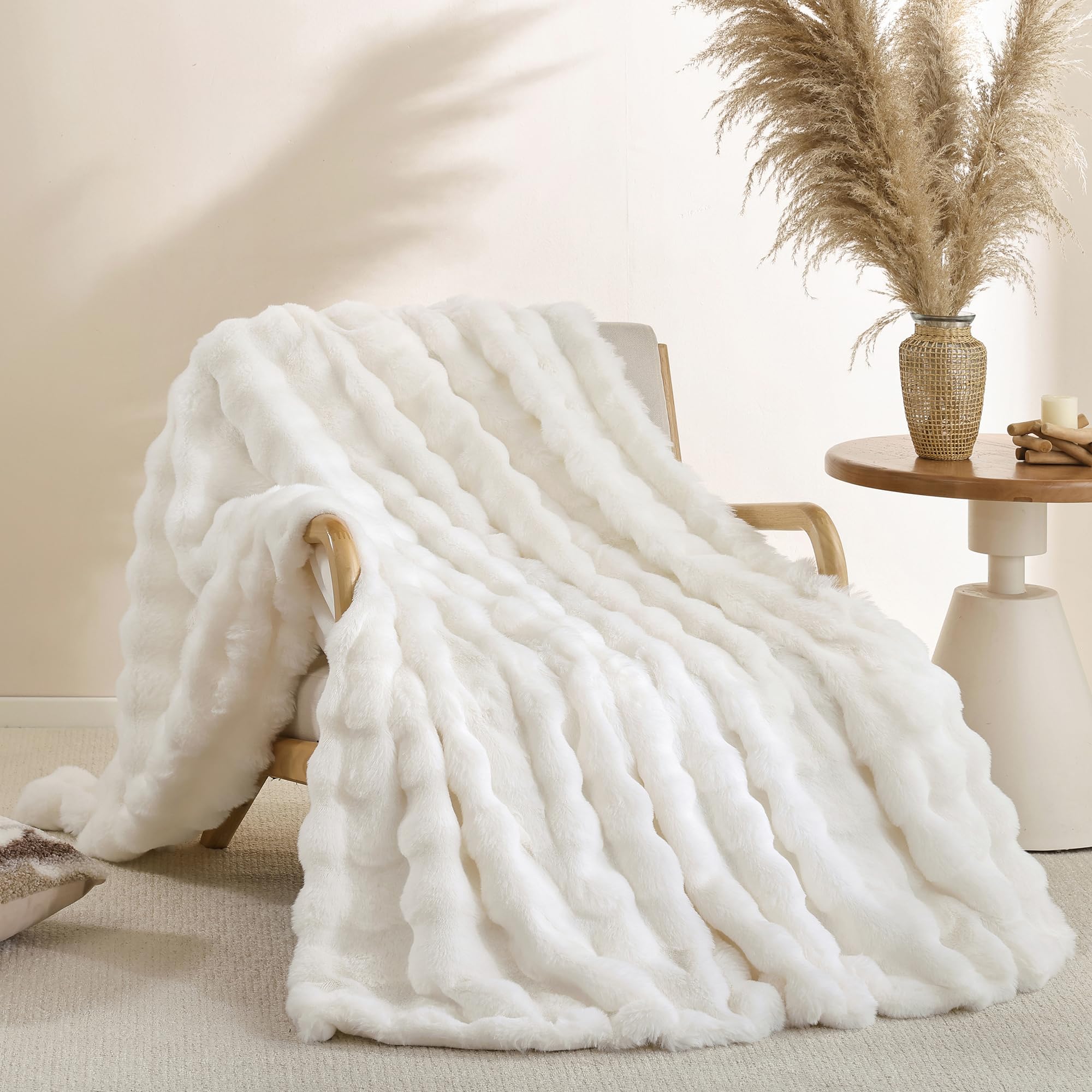 Luxe Beige Throw Pillow — 50"