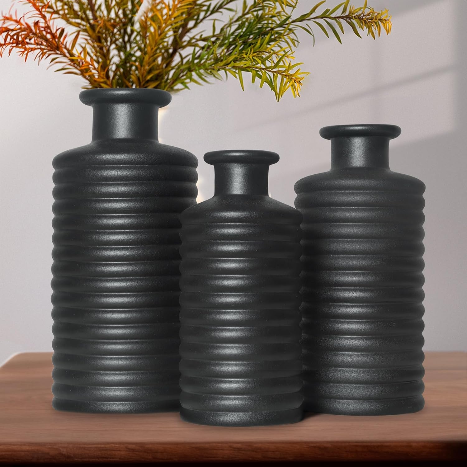 Boho Black Vase Set — Black