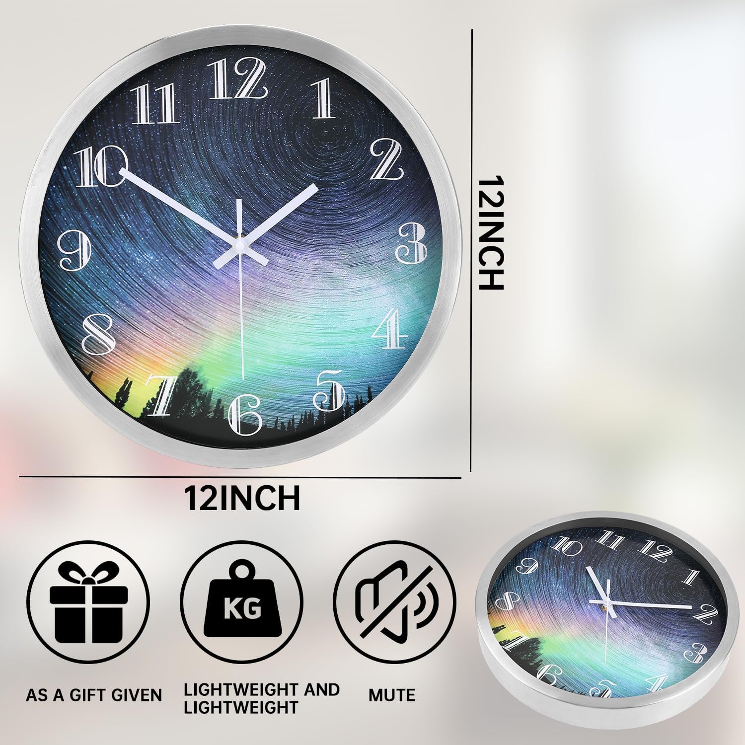 Battery Operated Modern Wall Clock — 12" - View 3