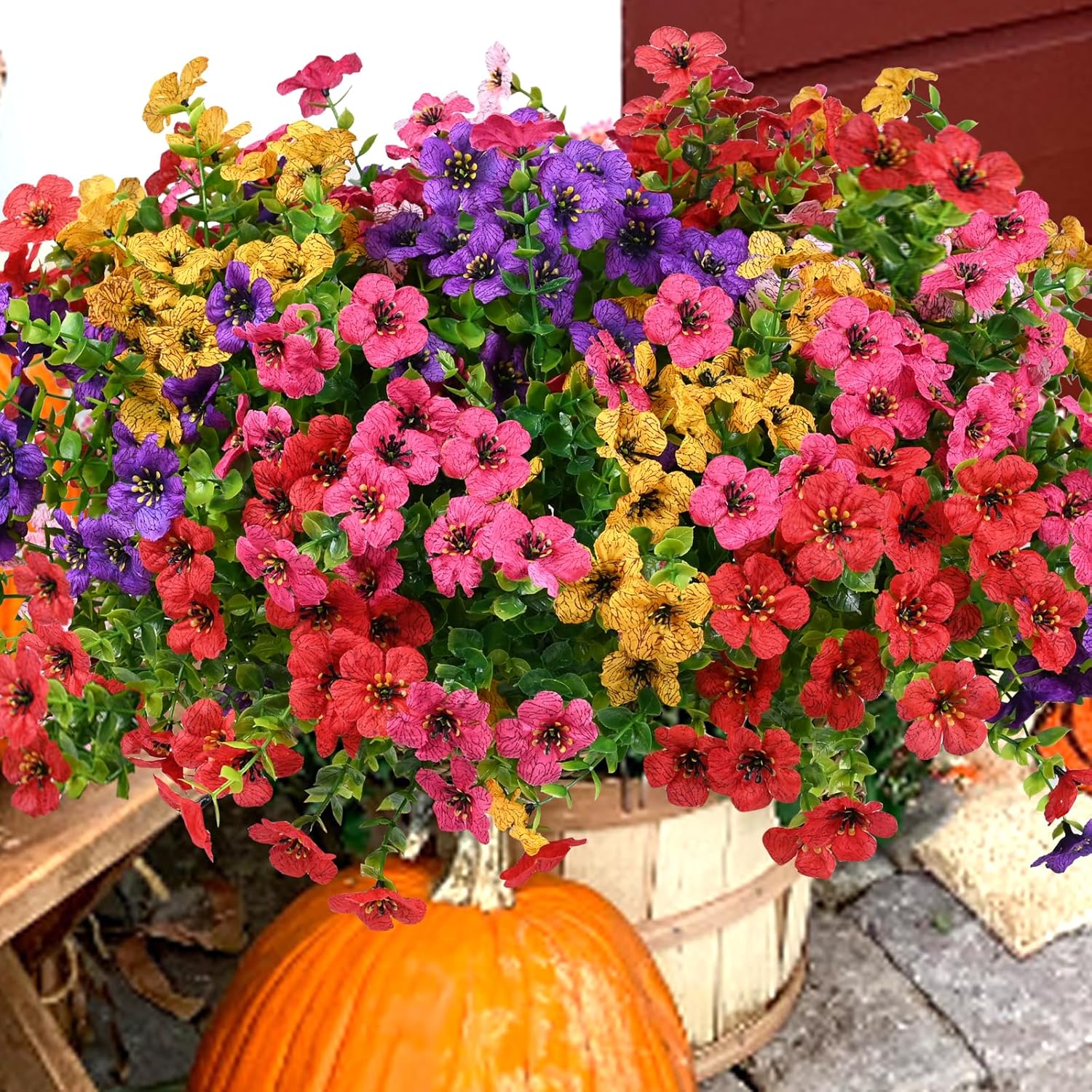 Orange Faux Plant — Yellow Purple Rosy Red