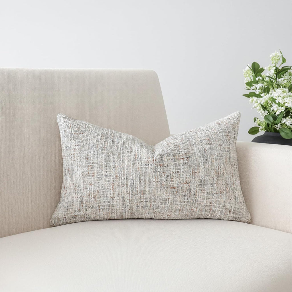 Chenille Boho Beige Throw Pillow Cover — 20" - View 4