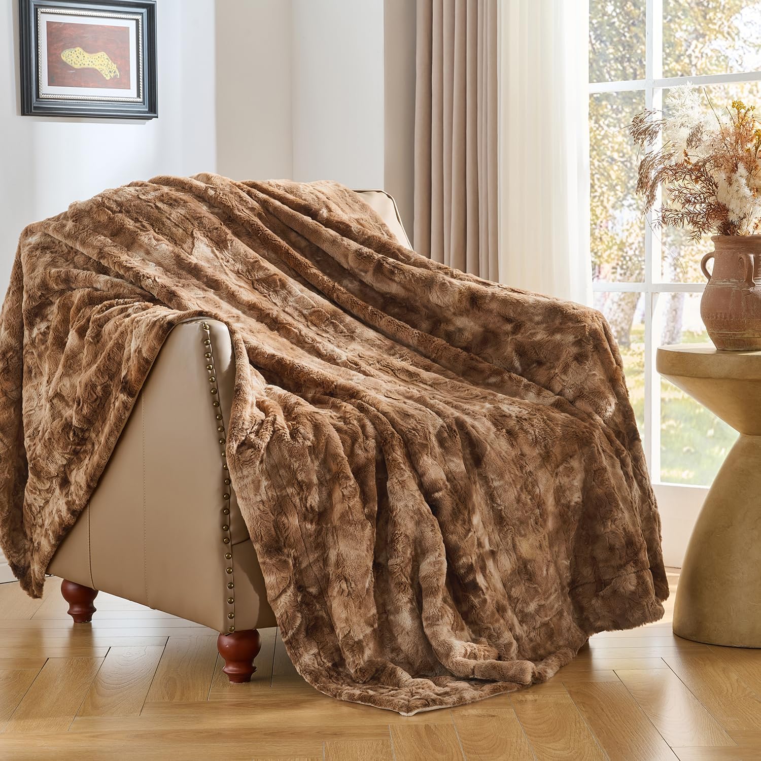 Oversized Luxe Beige Throw Pillow — 60" — Tie Dye Brown
