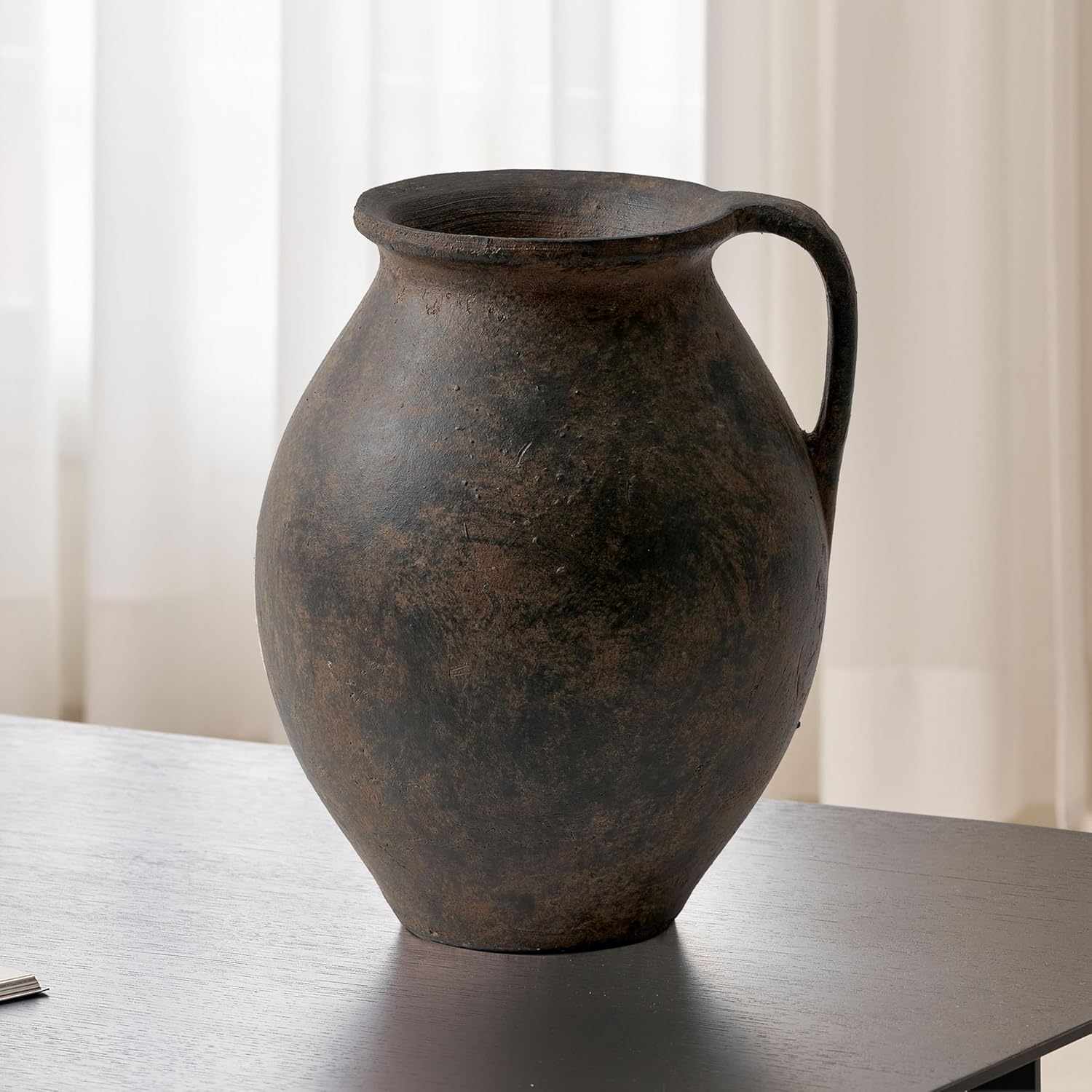 Farmhouse Black Vase — 11.2" — D - Brown 11.2"