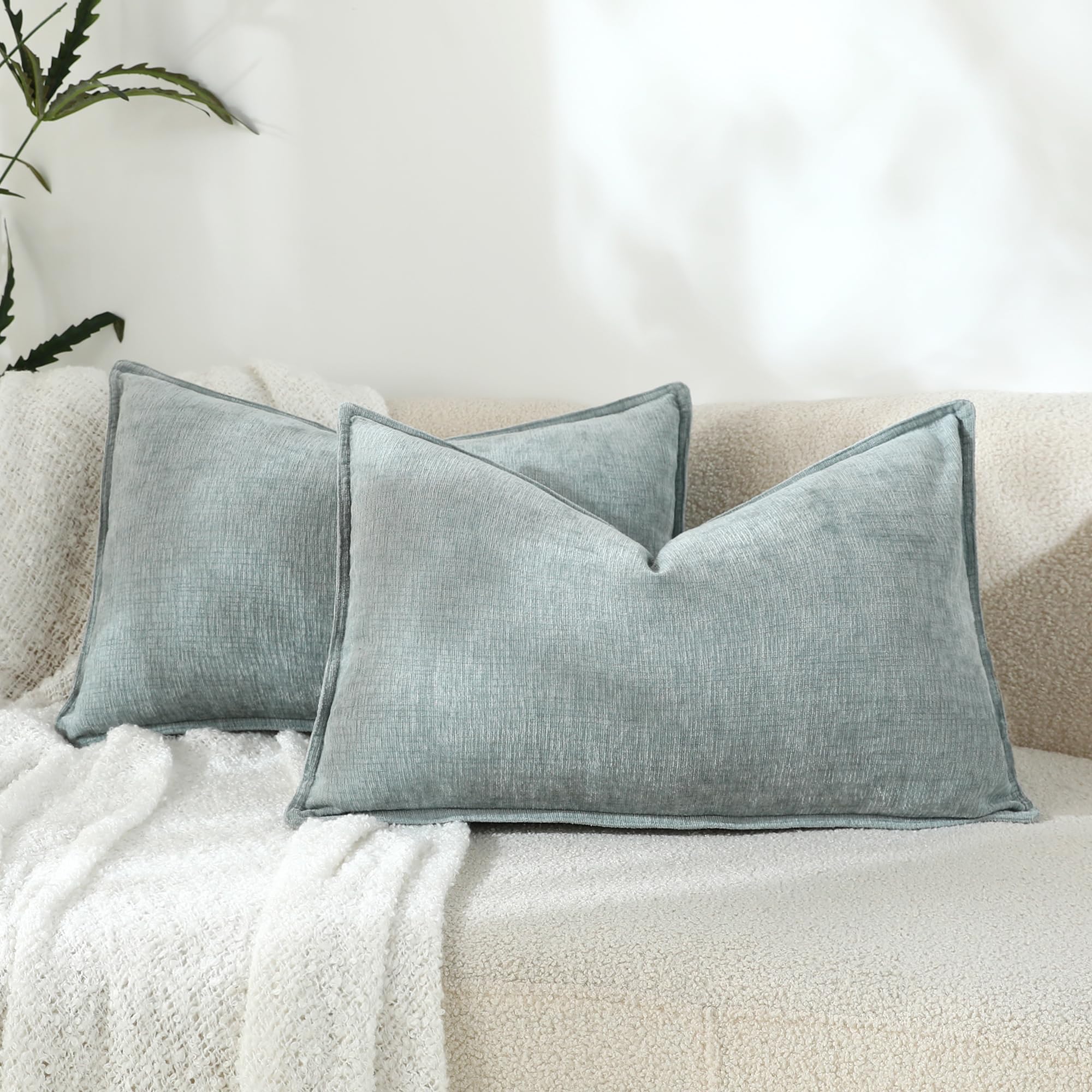Chenille Beige Throw Pillow Cover — 20"