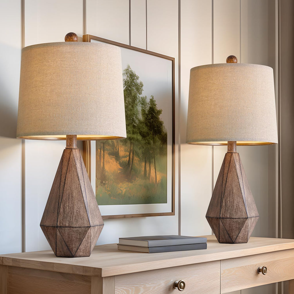 Linen Farmhouse Black Nightstand Lamp — 20.25" - View 4