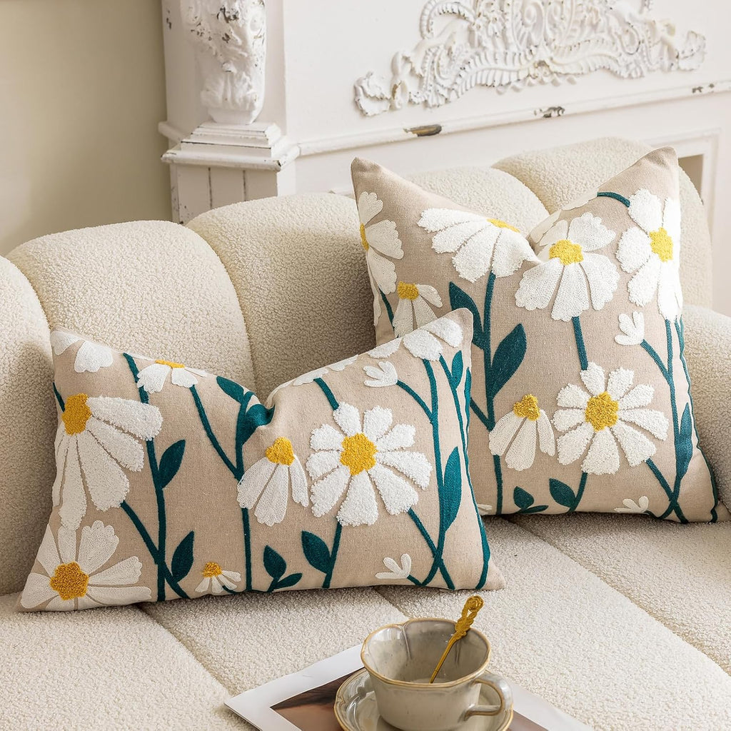 Tufted Boho Green Throw Pillow Cover — 18" - View 5