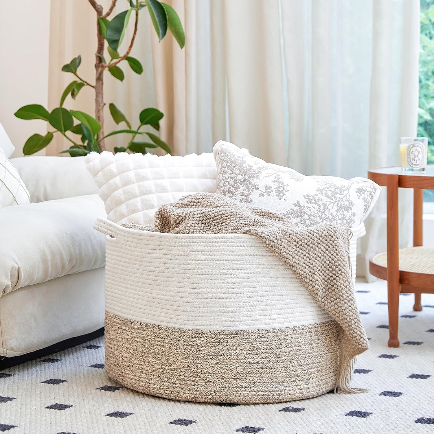 Boho Beige Throw Pillow — 22" - View 4