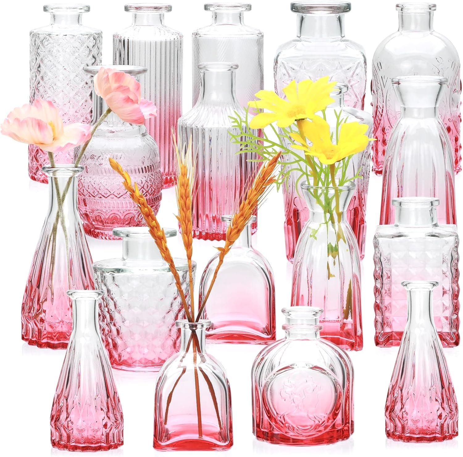 Farmhouse Black Flower Vase — Set of 32 — Pink
