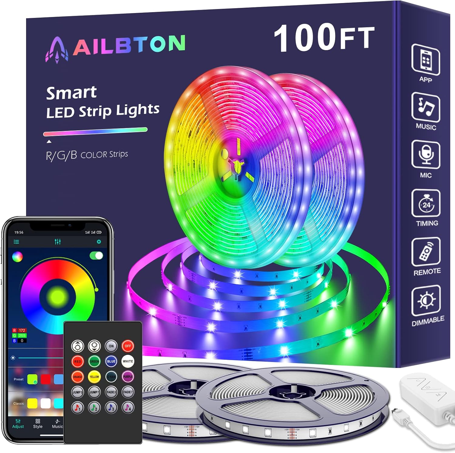 Color Changing Rattan LED Strip Lights — 100FT