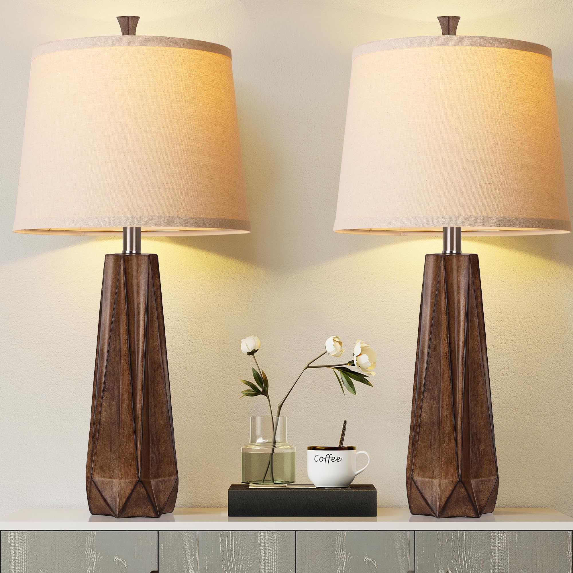 Linen Modern Black Desk Lamp — 27"