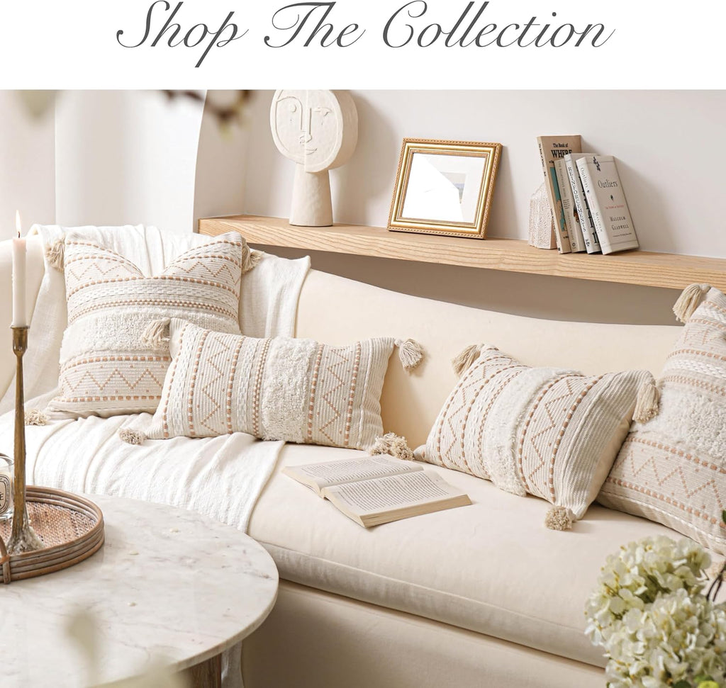 Tufted Boho Beige Pillow Cover — 36" - View 8
