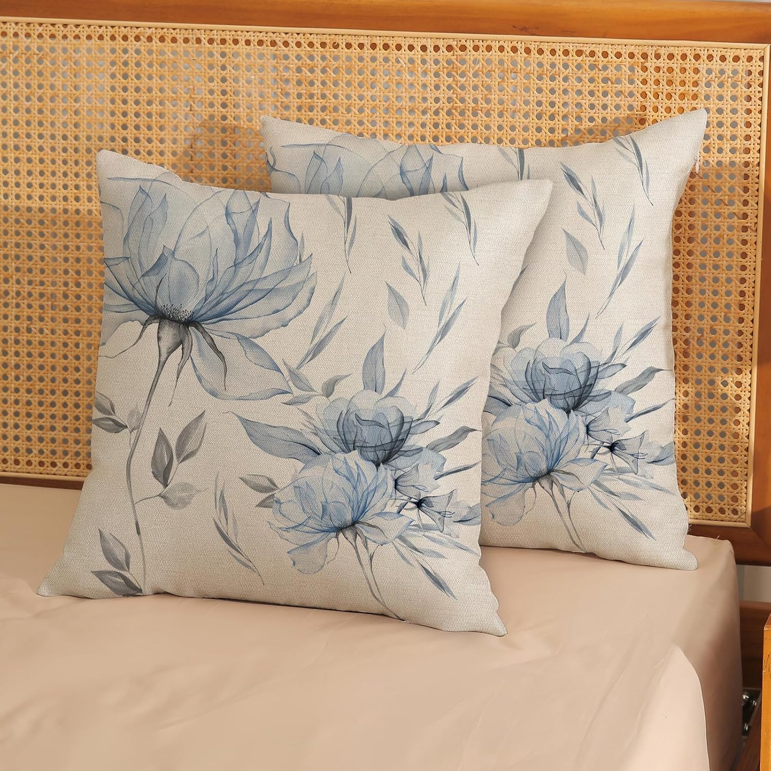Linen Boho Beige Pillow Cover — 18" - View 3