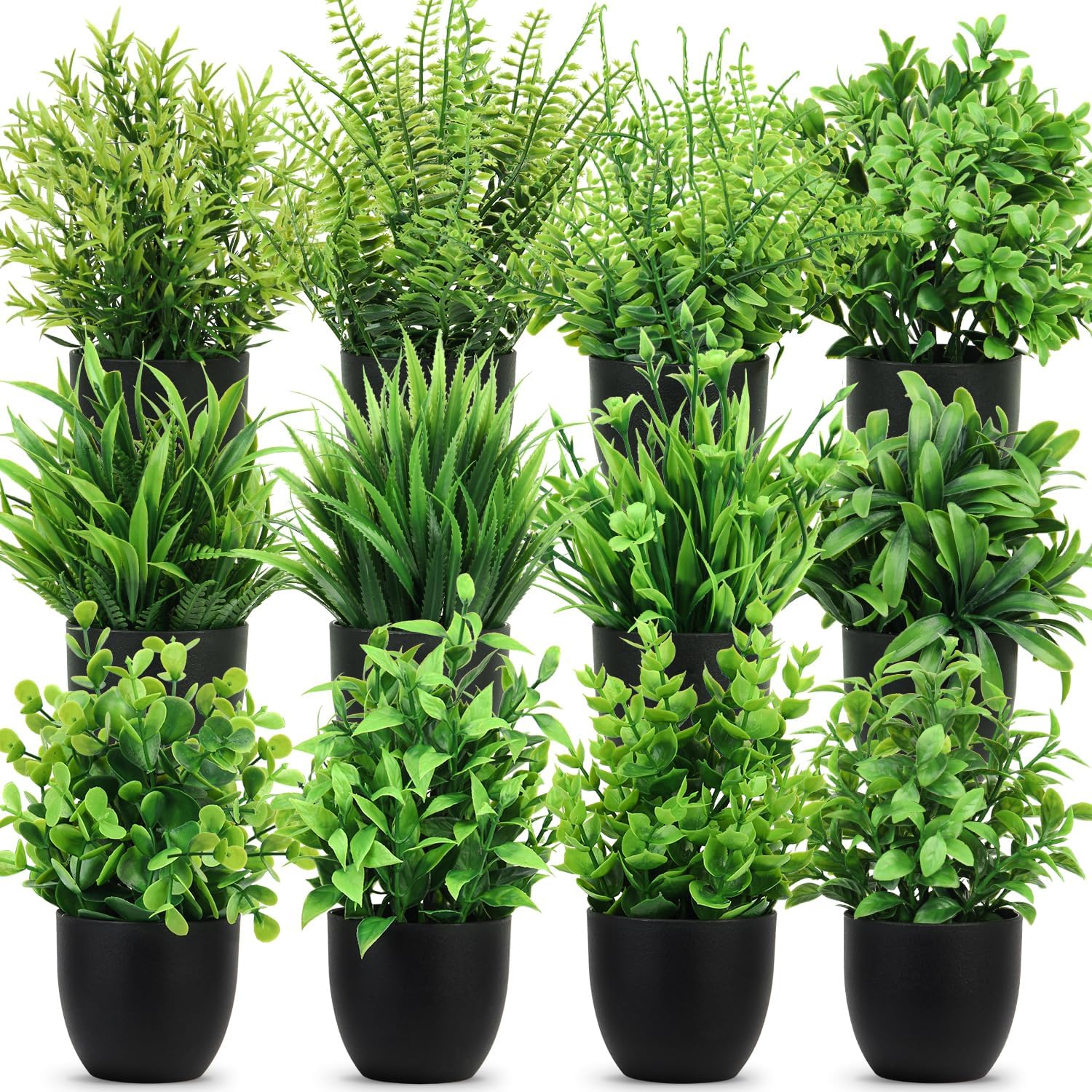 Black Artificial Plant — 12 Pack Flower Plant With Black Pot