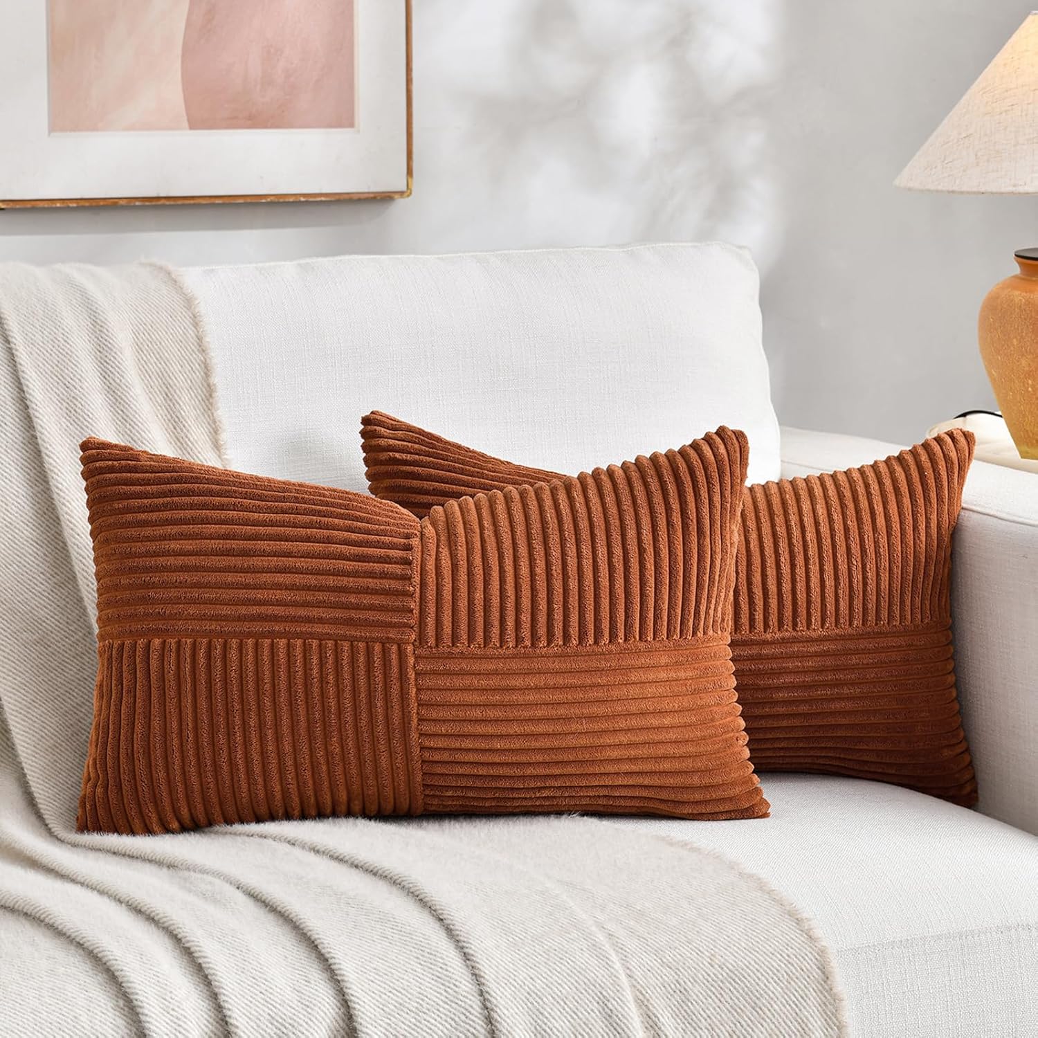 Lumbar Boho Beige Throw Pillow Cover — 20" - View 2