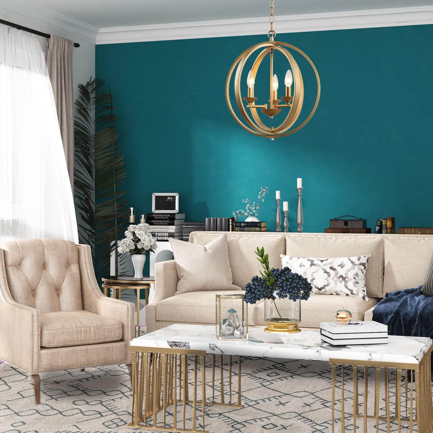 Luxe Gold Chandelier — 3-Light - View 5