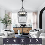 Round Farmhouse Black Chandelier — 5-Light - View 6