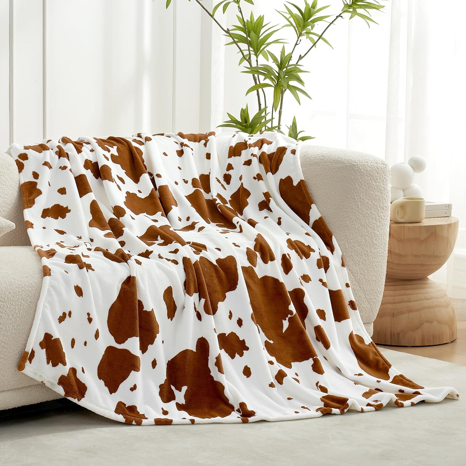 Beige Throw Pillow — 50" — Brown