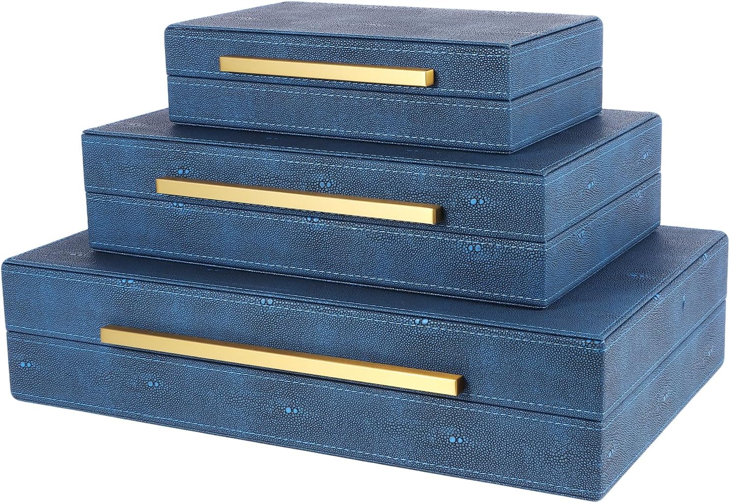 Modern Black Storage Basket — Set of 3 — Blue
